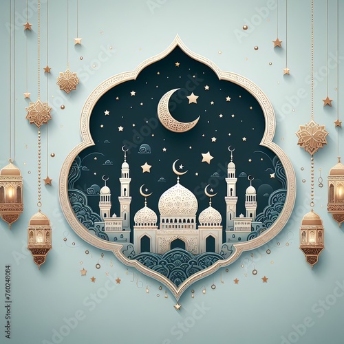 Greeting card template for ramadan kareem Vector Image without text