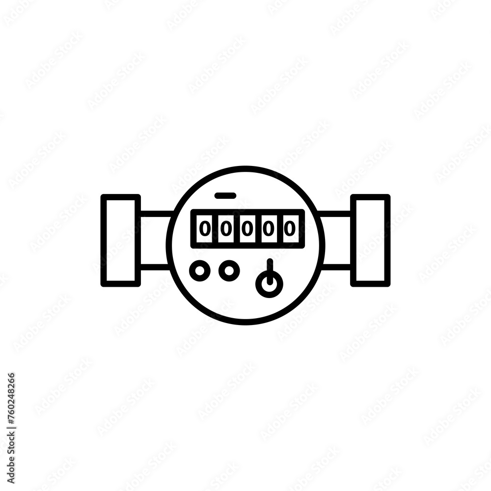Water meter icon simple flat liner illustration on white background ...
