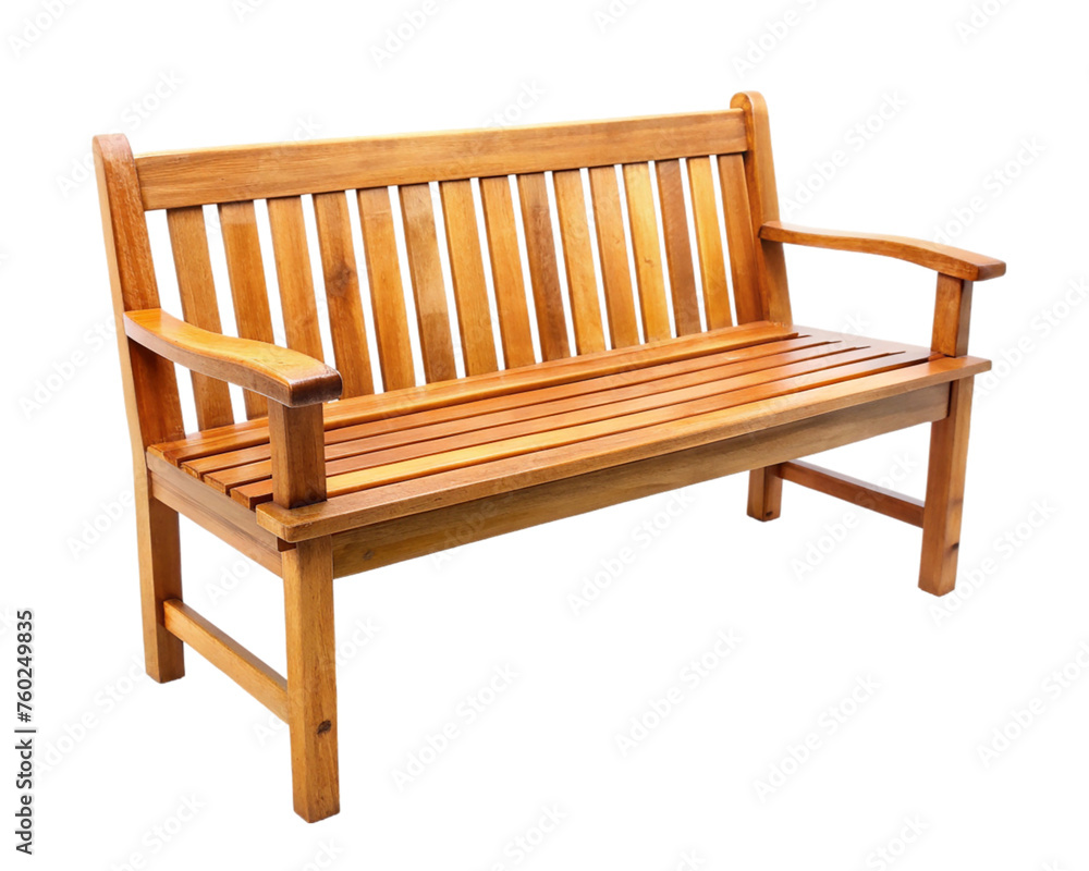 Wooden park bench. isolated on transparent background.