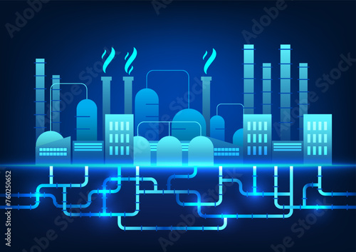 Technology of industrial production plants that are connected to gas pipelines as raw materials for the production of industrial plants.