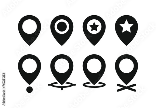 Set of map pointer icons, location pin symbol, navigation signs