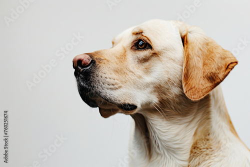 a close up of a dog with a white background