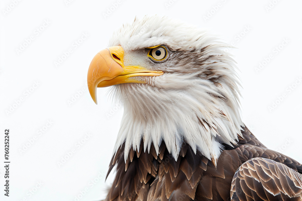 Fototapeta premium a close up of a bald eagle with a white background