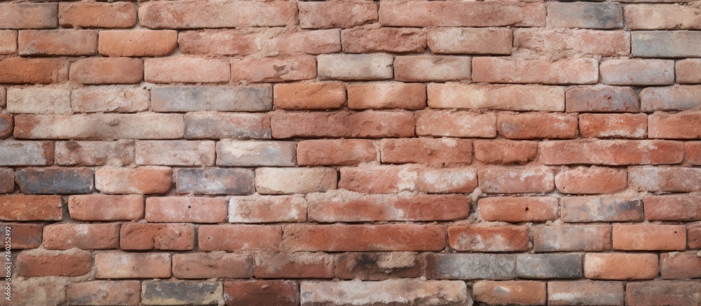 A detailed closeup of a brown brick wall showcasing the intricate brickwork done by a skilled bricklayer. The rectangular bricks are held together by mortar, creating a sturdy composite material