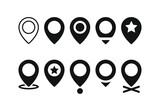 Set of map pointers with markers, locaton pin icon symbols