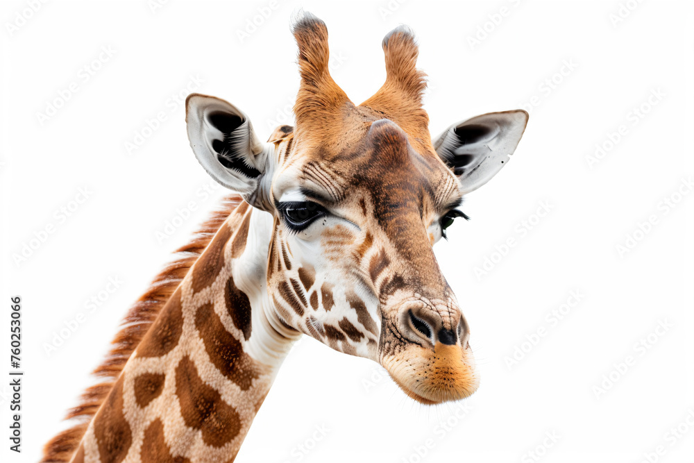 Obraz premium a giraffe with a white background and a brown and white pattern