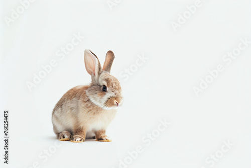 a small rabbit sitting on a white surface