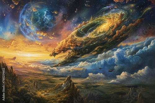 Creation of heaven and earth great art. Generative AI © Zero Zero One