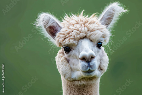 a close up of a llama with a green background