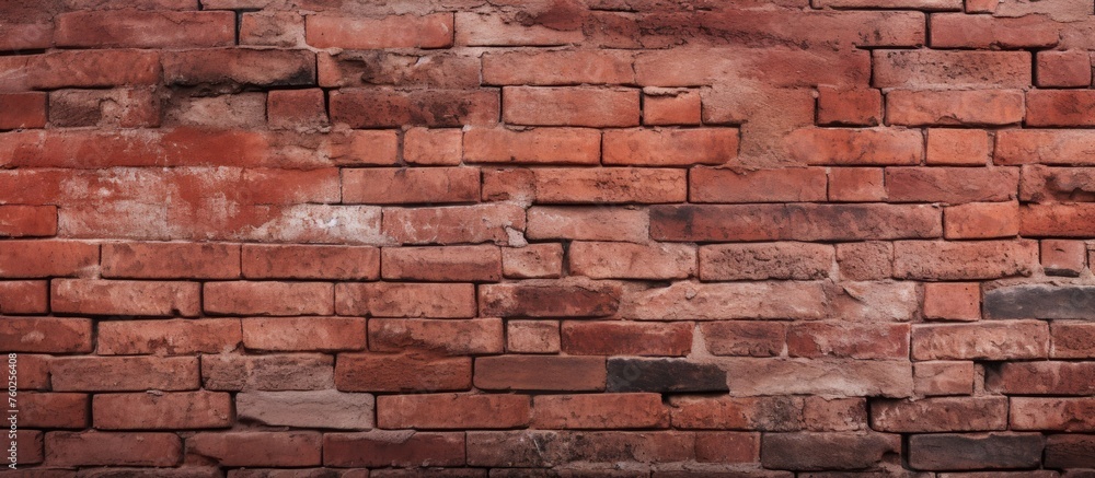 A closeup of a peachcolored brick wall with numerous rectangular bricks and mortar. The brickwork is a composite building material, creating a beautiful building facade A closeup of a peachcolored brick wall with numerous rectangular bricks and mortar. The brickwork is a composite building material, creating a beautiful building facade