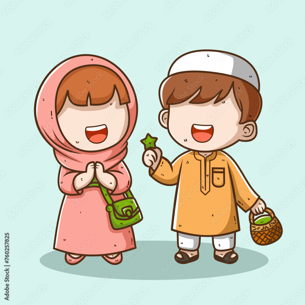 Cute Muslim kid cartoon character vector illustration Cute Muslim kid cartoon character vector illustration