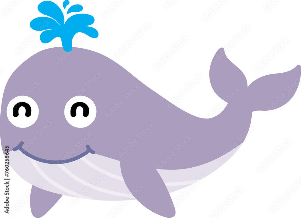 cute whale cartoon, sea animal