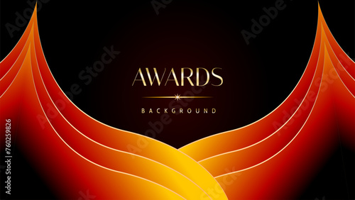 Red orange and golden awards graphics background. Elegant orange premium template design. Wedding invitation card. Engagement ceremony invite. Luxury premium corporate abstract design template.	