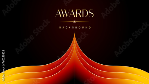 Red orange and golden awards graphics background. Elegant orange premium template design. Wedding invitation card. Engagement ceremony invite. Luxury premium corporate abstract design template.	