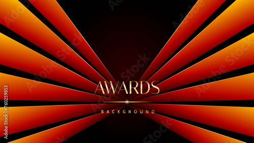 Red orange and golden awards graphics background. Elegant orange premium template design. Wedding invitation card. Engagement ceremony invite. Luxury premium corporate abstract design template.	