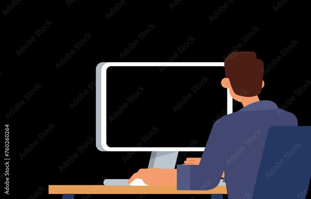 2 illustrated Boy Typing on Keyboard While Sitting at Desk. Young Man Working on Pc Back View with Alpha Transparency. 2 illustrated Boy Typing on Keyboard While Sitting at Desk. Young Man Working on Pc Back View with Alpha Transparency.
