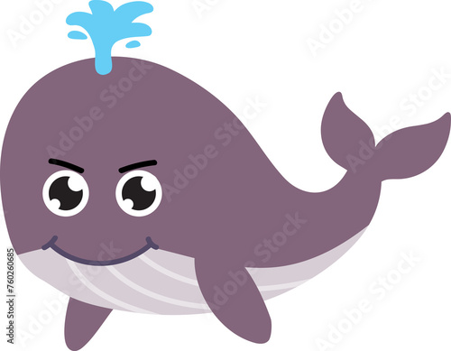 cute whale cartoon  sea animal