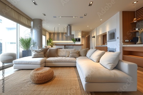 Spacious living room with sofa