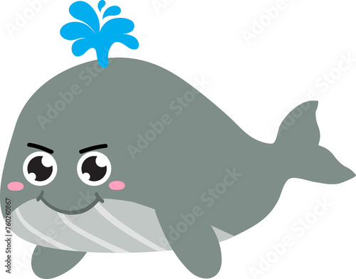 cute whale cartoon  sea  animal