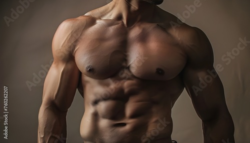 Male abs. Muscled male model torso with abs