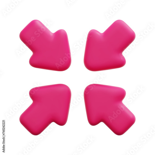 3d vector focus arrow icon. Isolated on white background. 3d arrow, direction and arrows concept. Cartoon minimal style. 3d centre arrows icon vector render illustration.