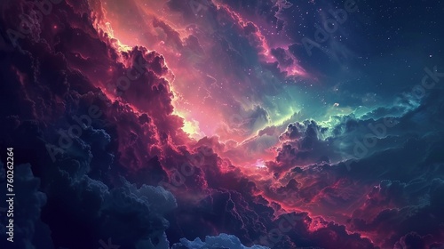 Infinite universe and starry night. Abstract colorful galaxy background with cloud  stars and nebula  3d illustration.