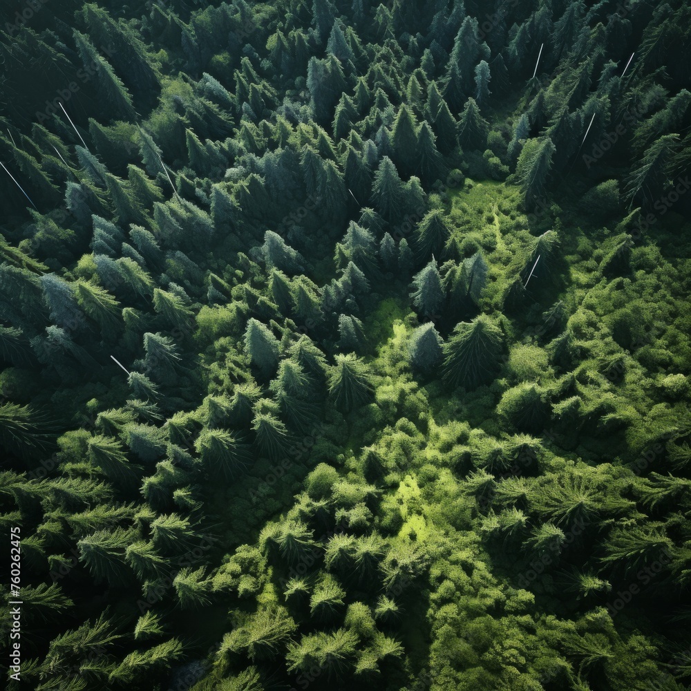 Aerial View Of Dense Forest Canopy With Lush Green Trees: Breathtaking Scenery, Lush Foliage, Dense Canopy, Aerial Perspective, Vibrant Greenery