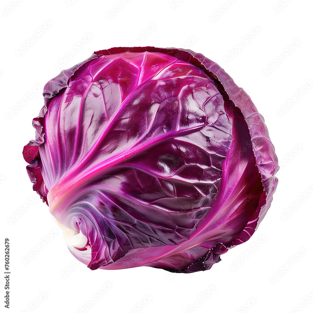 Obraz premium red cabbage isolated on white, isolated on transparent background Remove png, Clipping Path, pen tool