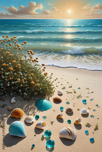 Generative AI Seashore clams and the sun