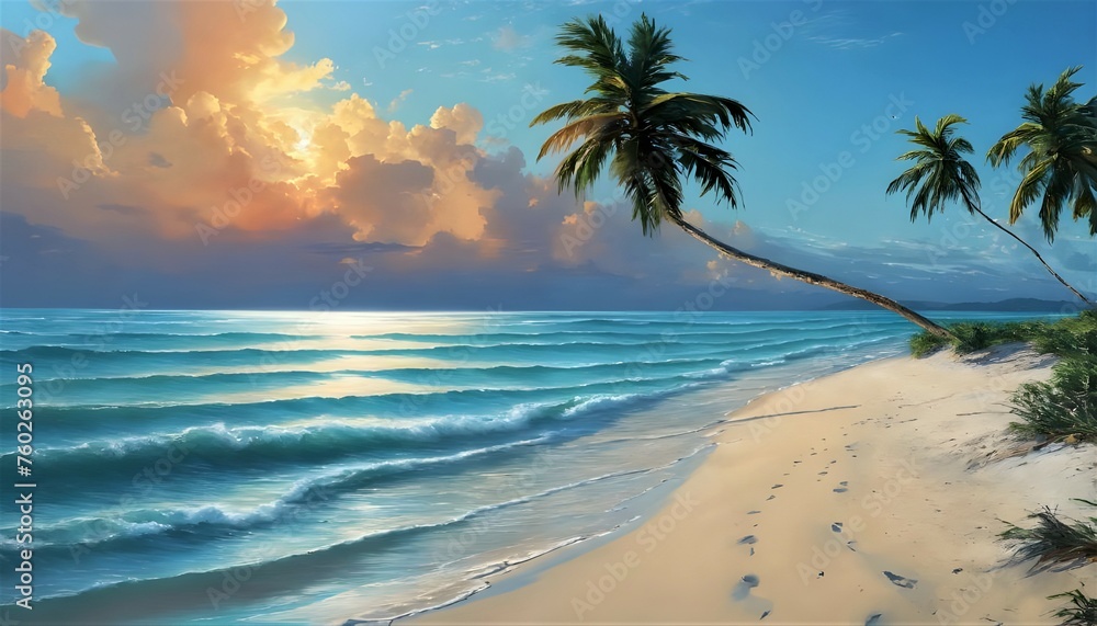 Tropical beach panorama, seascape with a wide horizon