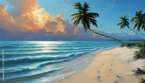 Tropical beach panorama  seascape with a wide horizon