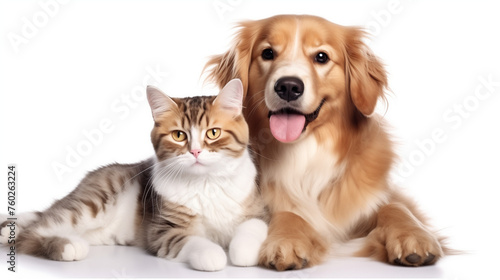 golden retriever puppy and cat