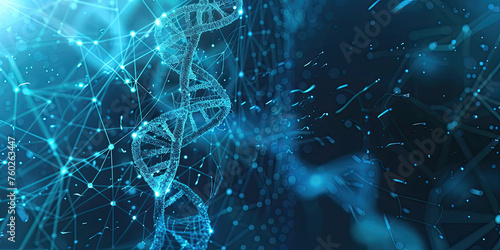 Background of DNA connecting in virtual interface on future, Science and innovation, Digital technology medical concept 