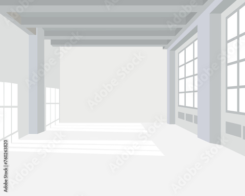 Fototapeta Naklejka Na Ścianę i Meble -  White empty room. Scandinavian interior design vector. white wall