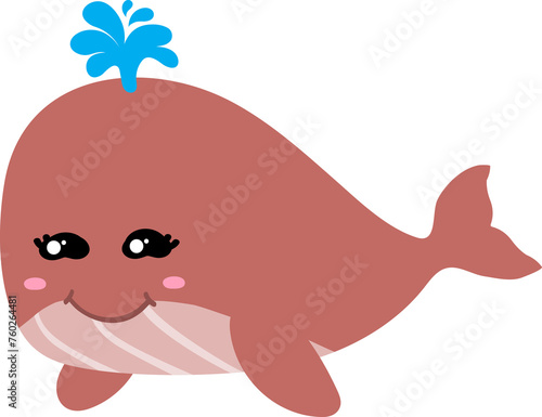 cute whale cartoon  sea  animal