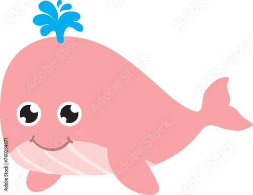 cute whale cartoon  sea  animal