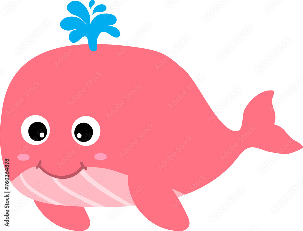 cute whale cartoon, sea, animal