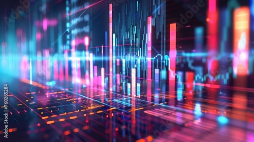 Wallpaper Mural Financial business technology concept with holographic data graphs and charts Torontodigital.ca