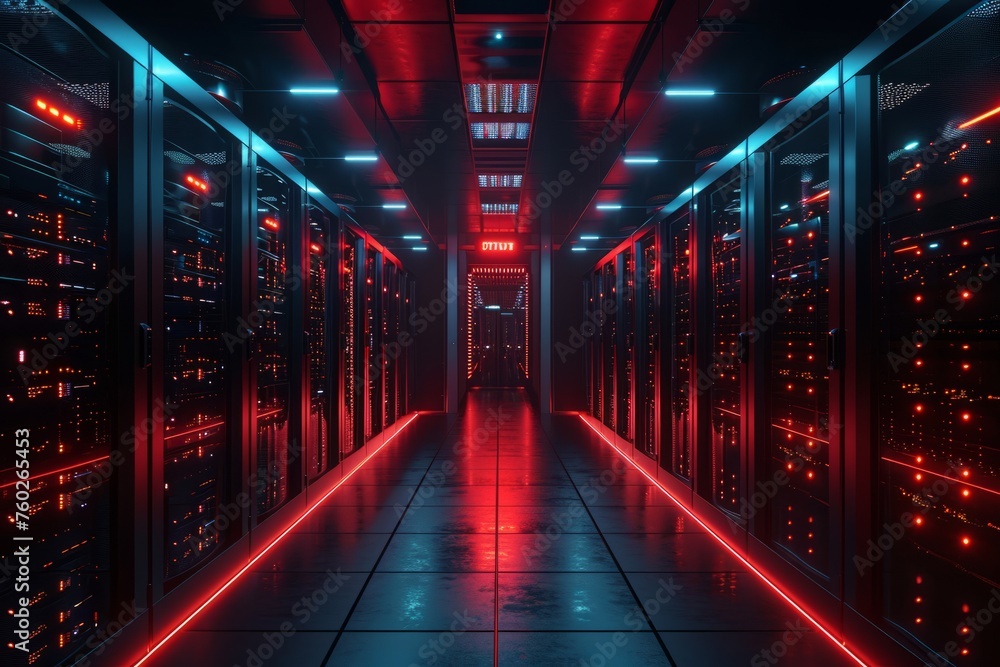 dark servers data center room with computers. dark servers data center room with computers.