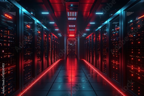 dark servers data center room with computers. © Zero Zero One