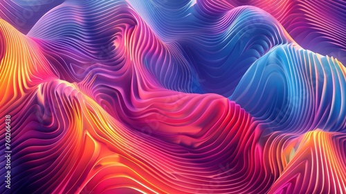 Vibrant multicolored wavy lines creating a stunning abstract pattern, flowing smooth curves