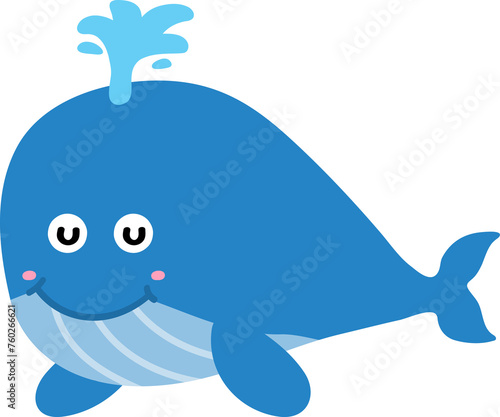 cute whale cartoon  sea  animal