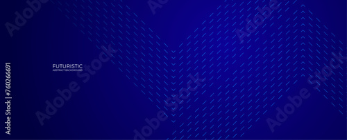 Dark blue abstract background. Glowing triangle geometric lines. Modern shiny blue lines pattern. Futuristic technology concept. Horizontal banner template. banner, cover, poster. Vector illustration