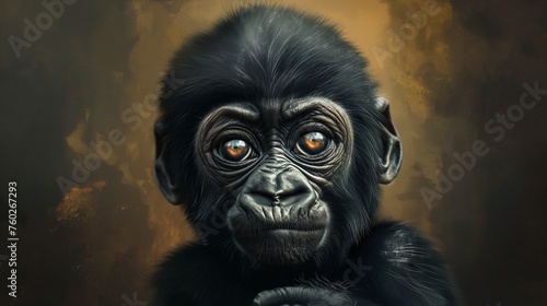 A sweet baby gorilla with soulful eyes and a gentle expression © Image Studio