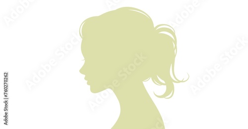 女性・女の子の横顔シルエットイラスト素材 