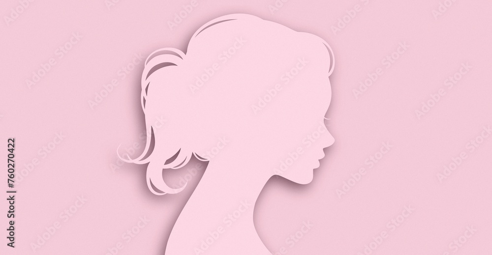 女性・女の子の横顔シルエットイラスト素材	

