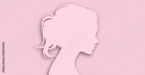 女性・女の子の横顔シルエットイラスト素材 
