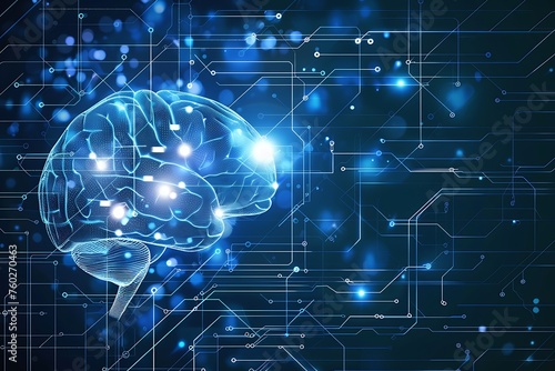 Brain-connected server artificial intelligence. Edge computing image background.