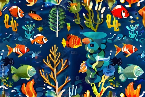 Sea background with tropical fish and coral reefs Generative AI