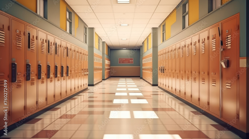 Contemporary School Corridor with Modern Lockers